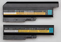 Oben 9 Zellen, Unten: 6 Zellen, ThinkPad R60, R60e, R61 15-inch models, R61e 15-inch models, R61i 15-inch models, R500, SL300, SL400, SL500, T60, T60p, T61 14-inch standard or 15.4-inch wide models, T500, W500, ThinkPad External Battery Charger (40Y7625)